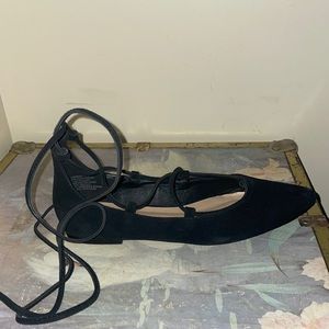 Black Lace-up Flats. Size 6.5
